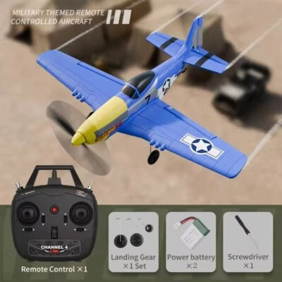 WWII P51 Fighter 2.4G RC Plane 4CH 6-Axis Remote Aerobatic Aircraft 2 Batteries - Image 1 of 4