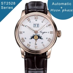 Seagull Sugess ST2528 Automatic Moon Phase Sapphire Display White RG 1963 BNIB - Picture 1 of 12