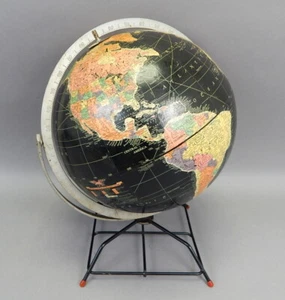 Mid Century Replogle 12 Inch Starlight Black World Earth Globe Gustav Brueckmann - Picture 1 of 7