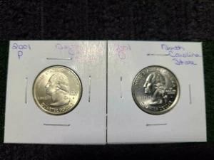 2001 P & D Washington State 2 Quarter Set North Carolina Reverse - Picture 1 of 5