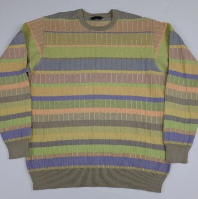 Suéter De Colección Dalmine Italia Multicolor Rayas Fino Algodón Tejido Raro De Colección Foto 1 de 4