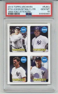 2013 TOPPS ARCHIVES #RJMJ BABE RUTH JACKSON DON MATTINGLY DEREK JETER PSA 10 - Picture 1 of 2