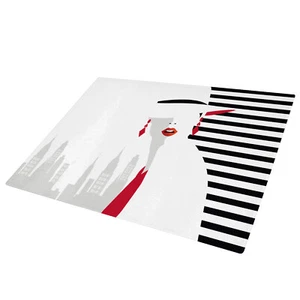 Glass Chopping Board Kitchen Worktop Protector Saver Black White Red Woman - Afbeelding 1 van 3