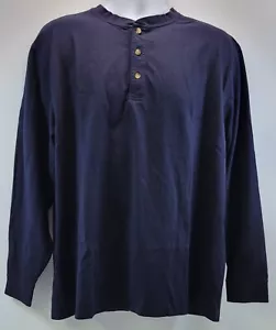 S) LL Bean Herren Henley Hemd Traditional Fit dunkelblau Langarm XL - Bild 1 von 8