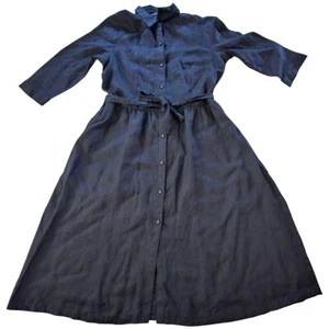 Land's End Black Linen Shirt Dress. Sz. 16 - Picture 1 of 10