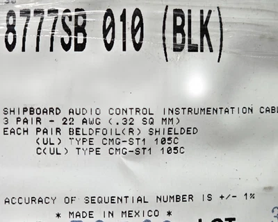 Cable de audio/instrumentación blindado Belden 8777SB 22/3P a bordo LSZH/10 pies Foto 1 de 4