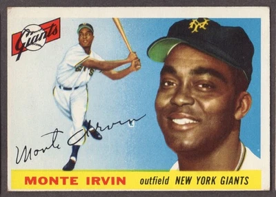 1955 TOPPS BASEBALL CARD #100 MONTE IRVIN EX GIANTS NICE CLEAN GLOSSY!  BV: $200 - Image 1 of 2