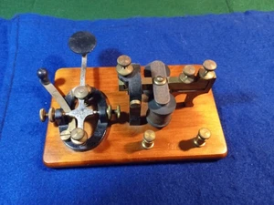 Late 1800's Unmarked Cast Iron & Brass Telegraph Key & Sounder #20~4.5x7" Base - Picture 1 of 10