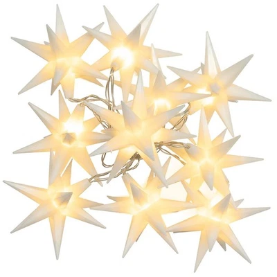 NIPACH Catena Luminosa 10 LED "Stelle di Natale" Bianco Trasformatore Timer Decorazione Natalizia Xmas