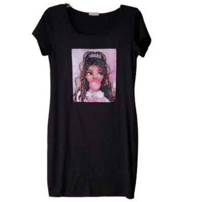 Vestido Free Kisses Bubble Gum Queen Negro Manga Corta Talla Niñas XL Foto 1 de 4