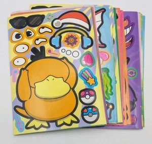 NEW Pokemon Sticker Sheets Lot of 60 Kanto Starters Ash Psyduck Gengar Magikarp - Picture 1 of 2