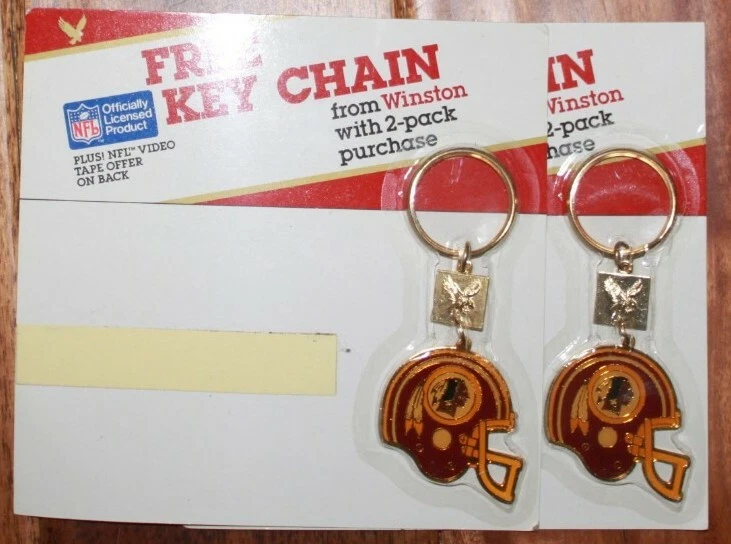 Set of 2 Washington Redskins Winston 1980's NFL Metal Football Helmet Key chain  - Image 1 of 1