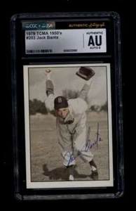 TCMA 1979 1950 #203 Jack Banta JSA autógrafo graduado 8 casi nuevo/como nuevo Dodgers 1318 - Imagen 1 de 2