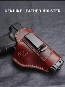 IWB LEATHER GUN HOLSTER FOR KAHR CW9 & CW40 BROWN RIGHT HAND - Picture 1 of 15