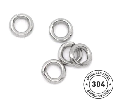 JULZ BEADS 100pcs 304 Stainless Steel Jump Rings Open - 4mm 20 Gauge - Silver Tone - J10268