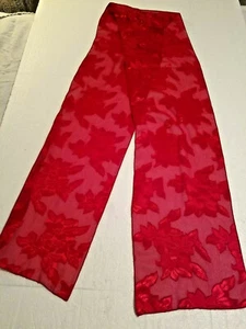 Sciarpa donna semi trasparente rossa poinsettia disegno floreale tono su tono 70"x9" - Foto 1 di 4