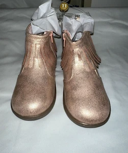 CARTERS LITTLE GIRLS ROSE COLORED FRINGE TRIM BOOTS SHOES SIZE 11 NEW - Picture 1 of 12