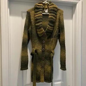Chaqueta Cárdigan Largo Damas Ravi Khosla Cuello Pequeño Ombré Corbata Cinturón Y2K Boho - Imagen 1 de 8