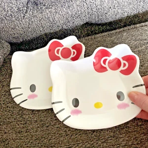 2 Hello Kitty Cartoon Reusable Melamine Dessert Plates for Girl’s Birthday Party - Picture 1 of 3