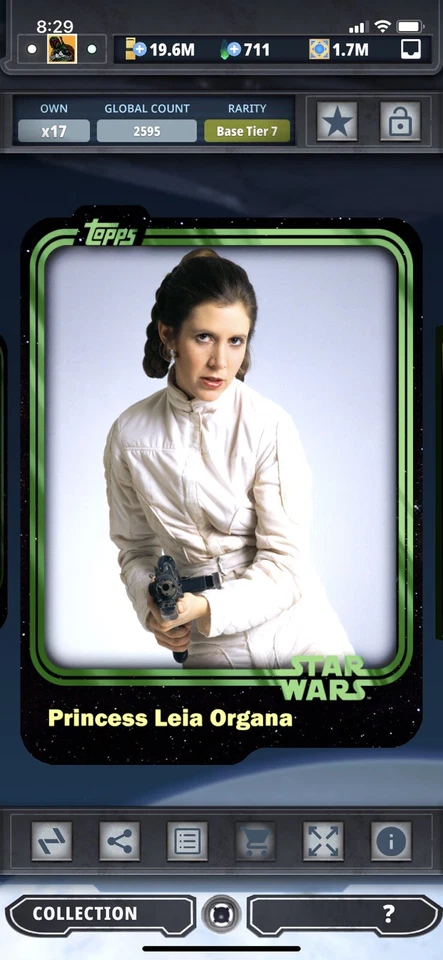Topps Star Wars Digital Card Trader Tier 7 - Green Princess Leia Organa Base 1 - Image 1 of 1
