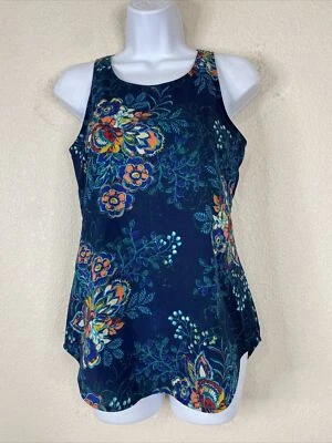 Van Heusen 女式 XXS 码蓝色花卉衬衫无袖 — 第 1/4 张图片