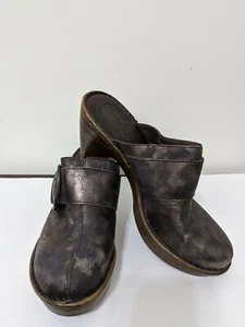 Zuecos Born para mujer Ibra Moro Mule bronce metálico B67806 hebilla tacón bloque 10/42 - Imagen 1 de 10