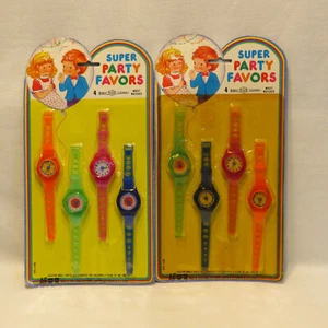 VINTAGE NOS 8 Plastic Watches 'SUPER PARTY FAVORS' - Birthday Gifts Prizes, NIP! - Picture 1 of 6