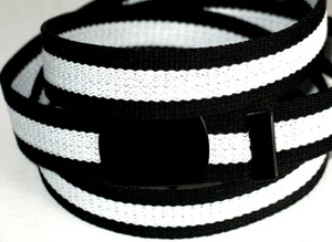 Canvas BLACK / WHITE Military WEB Referee Belt BLACK Metal Buckle 56" x 1 1/4" - Picture 1 of 6