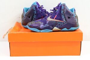 Nike LeBron XI 11 Basketball Shoes Court Purple Silver 621712-500 Sz 5Y
