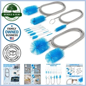 13-Piece Stainless Steel Nylon Cleaning Brush Set Household Pipe Bottle Washers - Picture 1 of 9