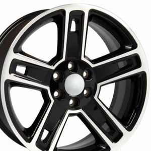 22x9 Gloss Black Machined 5664 Wheel Fits Chevrolet Silverado Tahoe Suburban - Picture 1 of 5