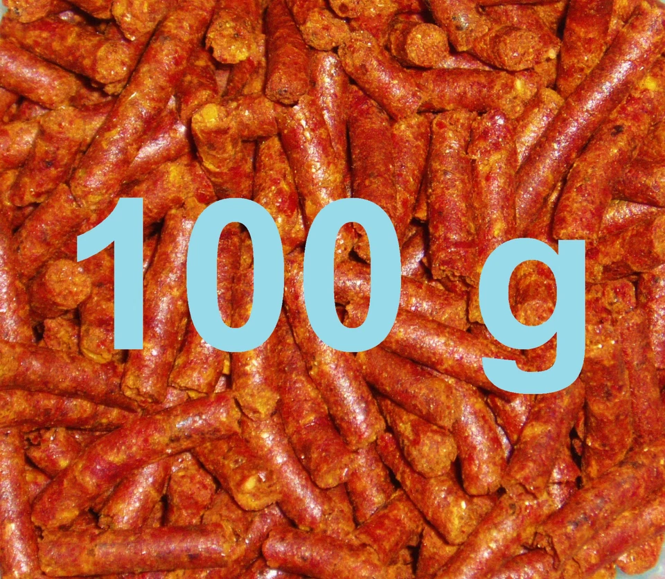[4,99€/100g] 100g PAPRIKA STICKS Pellets für Garnelen Garnelenfutter Fischfutter - Bild 1 von 1