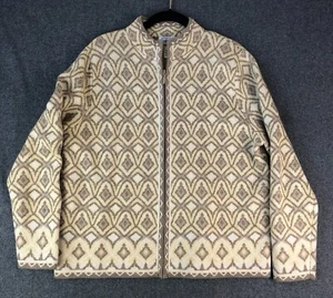 Pendleton Sweater Beige Nordic Style Merino Wool Zip Cardigan Women's L READ - Picture 1 of 9