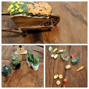 21 Pc. Dollhouse Miniature Garden W/Potted Plants/Vegetables And Fruit - Vintage - Picture 1 of 15