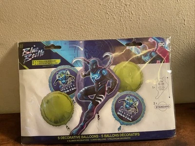 Nuevo ramo de globos AZUL ESCARABAJO 5 globos DC Comic - ¡incluye 1 extra grande! Foto 1 de 4