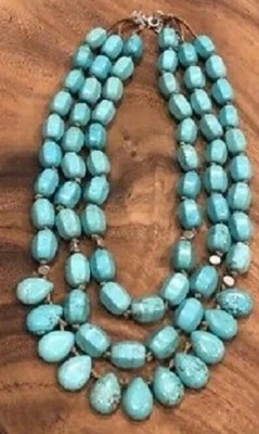 Collar SILPADA 3 Hilos Turquesa Howlita Esterlina Gotas del Océano N3023 Foto 1 de 2