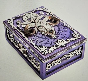 Purple 13cm Baphomet Tarot Card Box - Picture 1 of 5