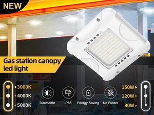 Commercial LED Canopy Light Fixture 150W 21000 LM for Gas Station Warehouse Barn - Picture 1 of 14