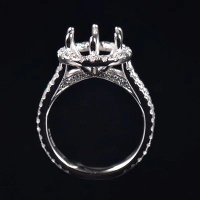 Natural Diamond Women Ring Solid Platinum Round Cut 9mm Cathedral Semi Mounting - Image 1 of 4