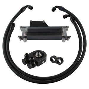 10 Row AN10 Oil Cooler Kit For 2001-2005 Subaru Impreza WRX STi EJ20 EJ25 Silver - Picture 1 of 10