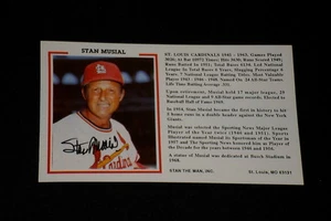 HOF STAN MUSIAL SIGNED HANDSIGNIERT STAT PROMO POSTKARTE CARDINALS - Bild 1 von 1