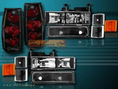 94-98 Chevy C10 ПОЛНОРАЗМЕРНЫЕ ФАРЫ УГЛОВОЙ БАМПЕР ФАРЫ + ЗАДНИЕ ФОНАРИ ТЕМНЫЙ ДЫМ - Изображение 1 из 3