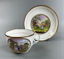 An early 19thc New Hall cup &saucer in Pattern 1053. Painted/Printed scenes. #5