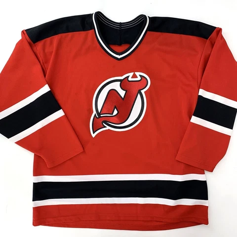 Vintage 90s CCM New Jersey Devils Hockey Jersey Large Red Black NHL Cover