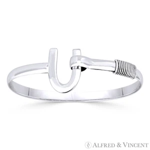 "U" Charm & Coiled Wire Cuff Armband massiv 925 Sterling Silber Armreif Bracelet - Bild 1 von 1