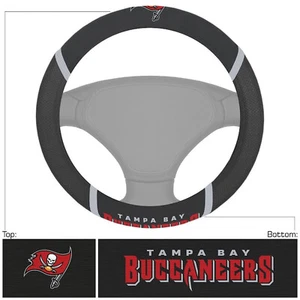 Football Tampa Bay Buccaneers Embroidered Mesh Steering Wheel Cover 14.5"-15.5"  - Picture 1 of 2