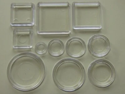 Möbeluntersetzer rund + eckig, transparent, Kunststoff, 11 Größen, Möbelgleiter, - Bild 1 von 4