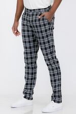 Mens Checker Slim Fit Plaid Checkered Pants Stretch Casual Work Pants Trousers