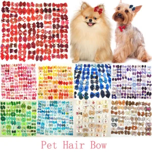 Pet Small Dog Hair Bows Rubber Bands Puppy Cat Grooming Accessory 13 Colors NEW - Picture 1 of 20