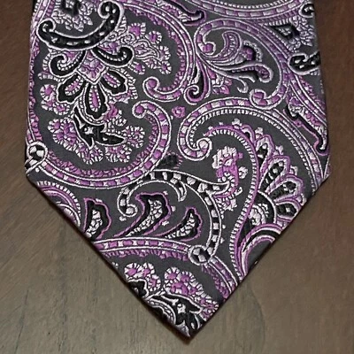 Corbata de cuello Geoffrey Beene rosa gris púrpura hecha a mano 100 % seda para hombre hecha en China” Foto 1 de 4